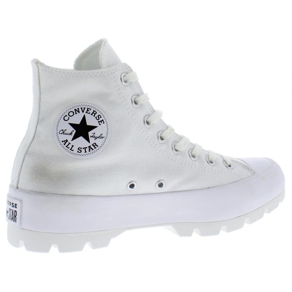 Women’s CONVERSE Chuck Taylor All Star high top lug white sneakers- Size 7.5 - Picture 2 of 12
